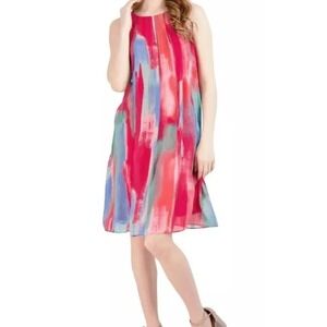 Robbie Bee Sleeveless Dress Abstract Print Casual Summer Dress Size M